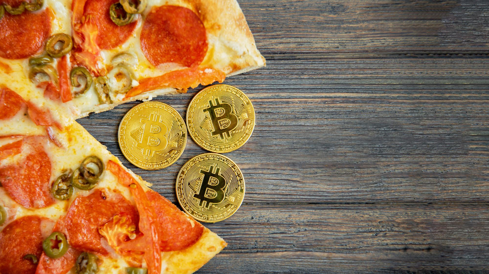 Koncept Bitcoin Pizza day